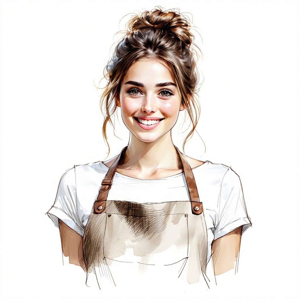 Portrait illustré de Camille, autrice des Pépites Gourmandes