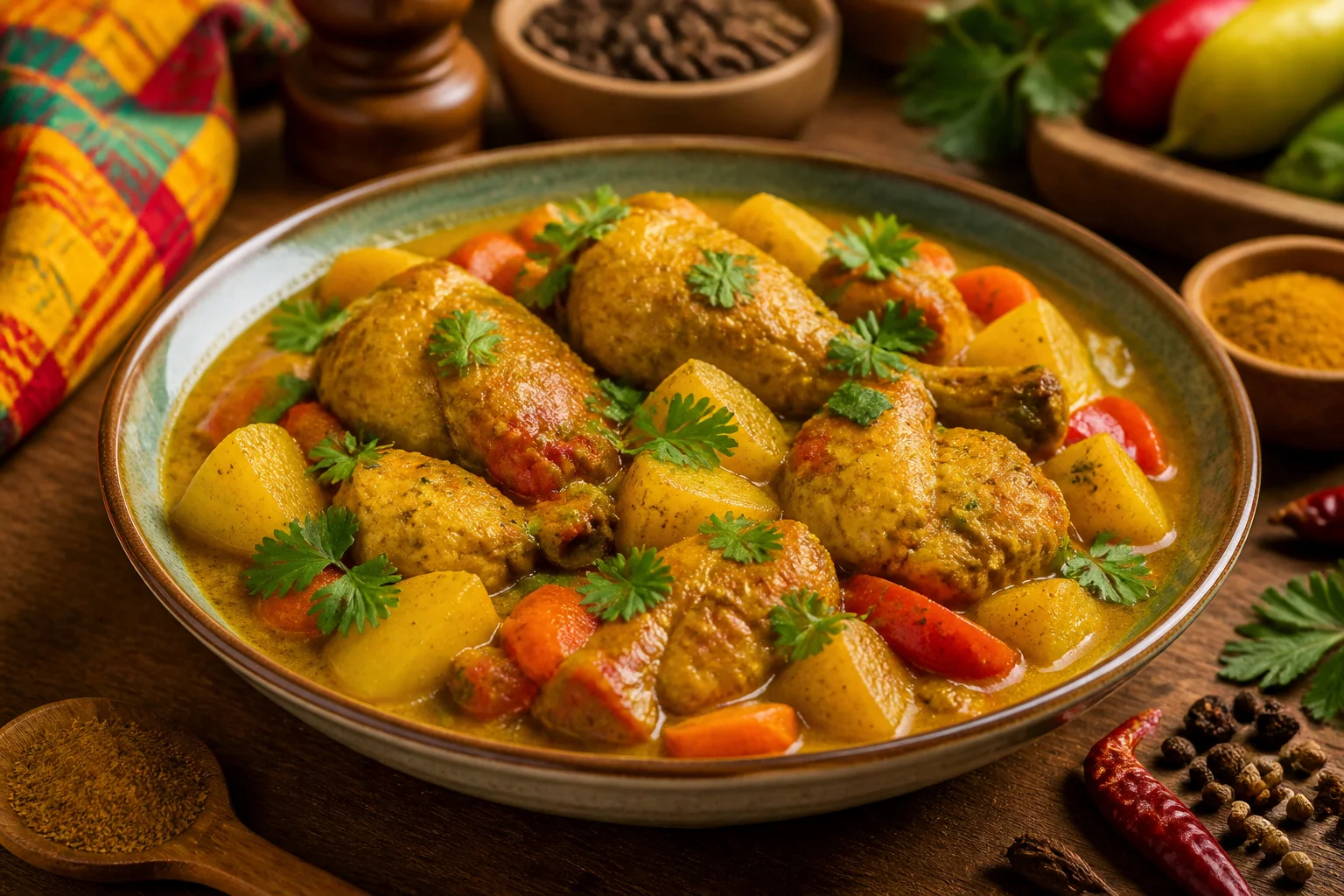 Colombo de poulet plat creole savoureux