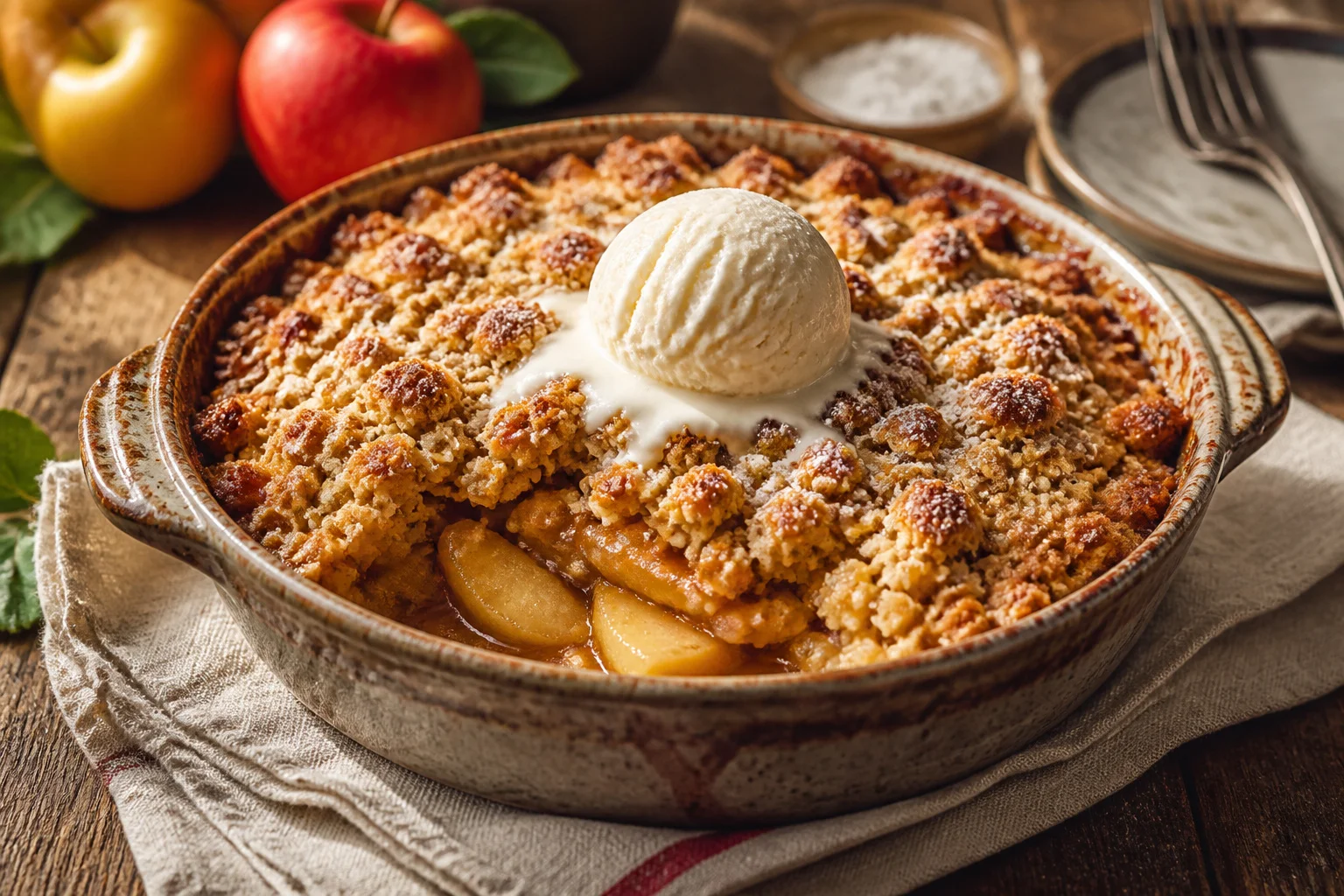Crumble aux pommes gourmand et reconfortant