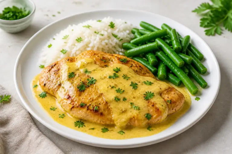 Escalope de dinde au curry cremeux