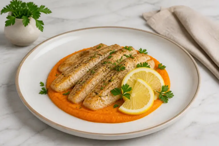 Filet de poisson au coulis de carottes