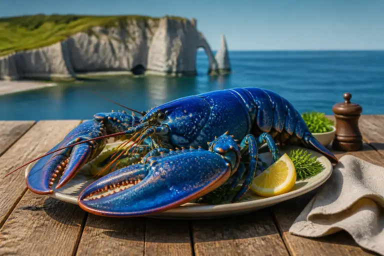 Homard bleu detelat sur fond marin