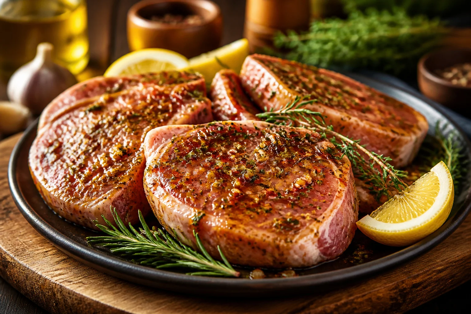 Cotelettes de porc marinees et juteuses
