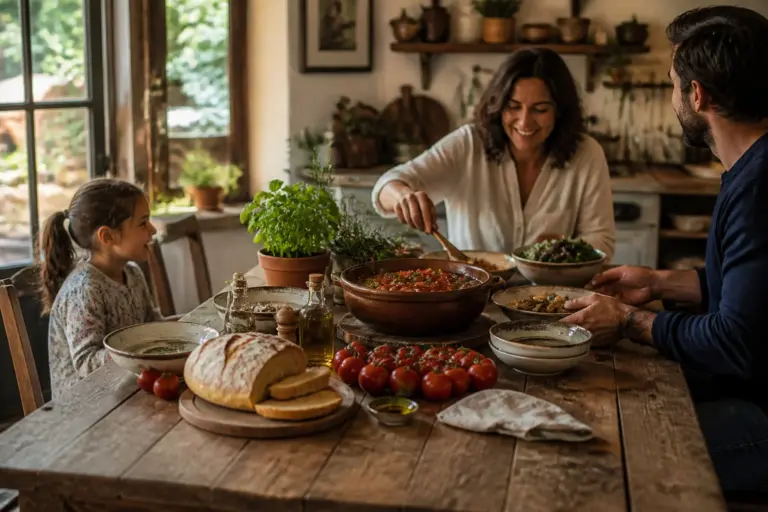 Repas de famille chaleureux et authentique